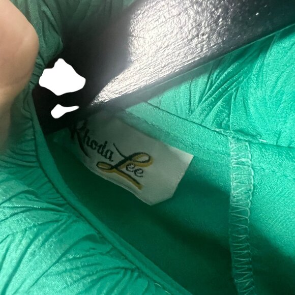 Vintage 80s Green Long Sleeve Bertha Collar Top Medium - Picture 4 of 10